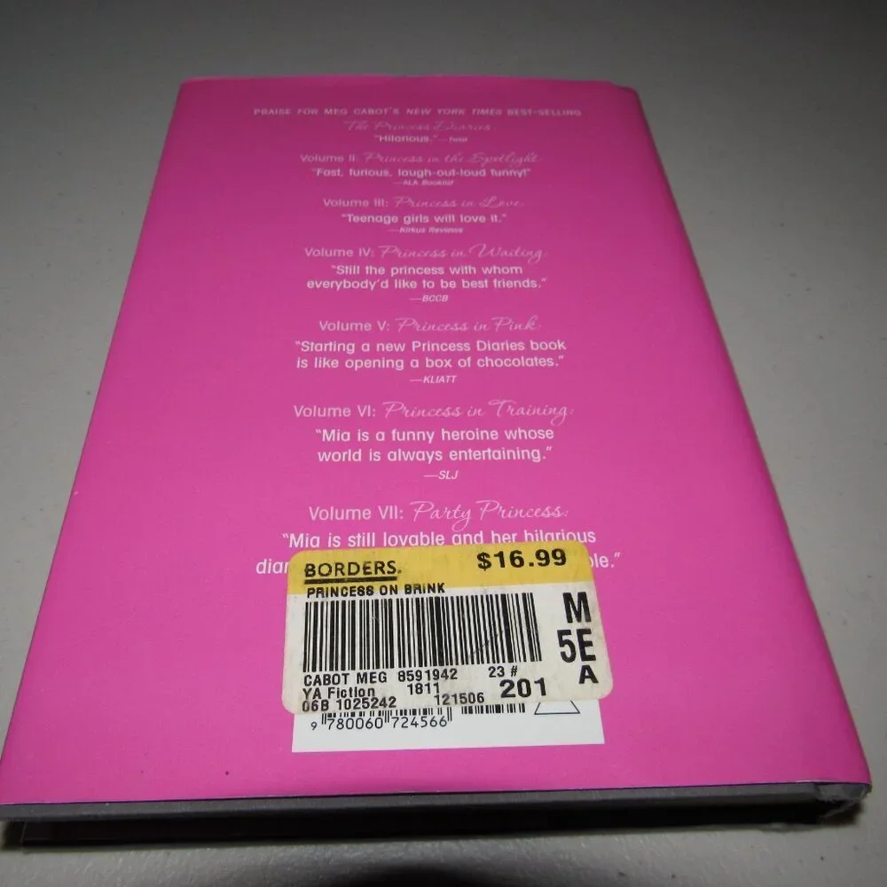 Meg Cabot Princess on the Brink Hardcover | Princess Diaries Vol 8 | YA Romance